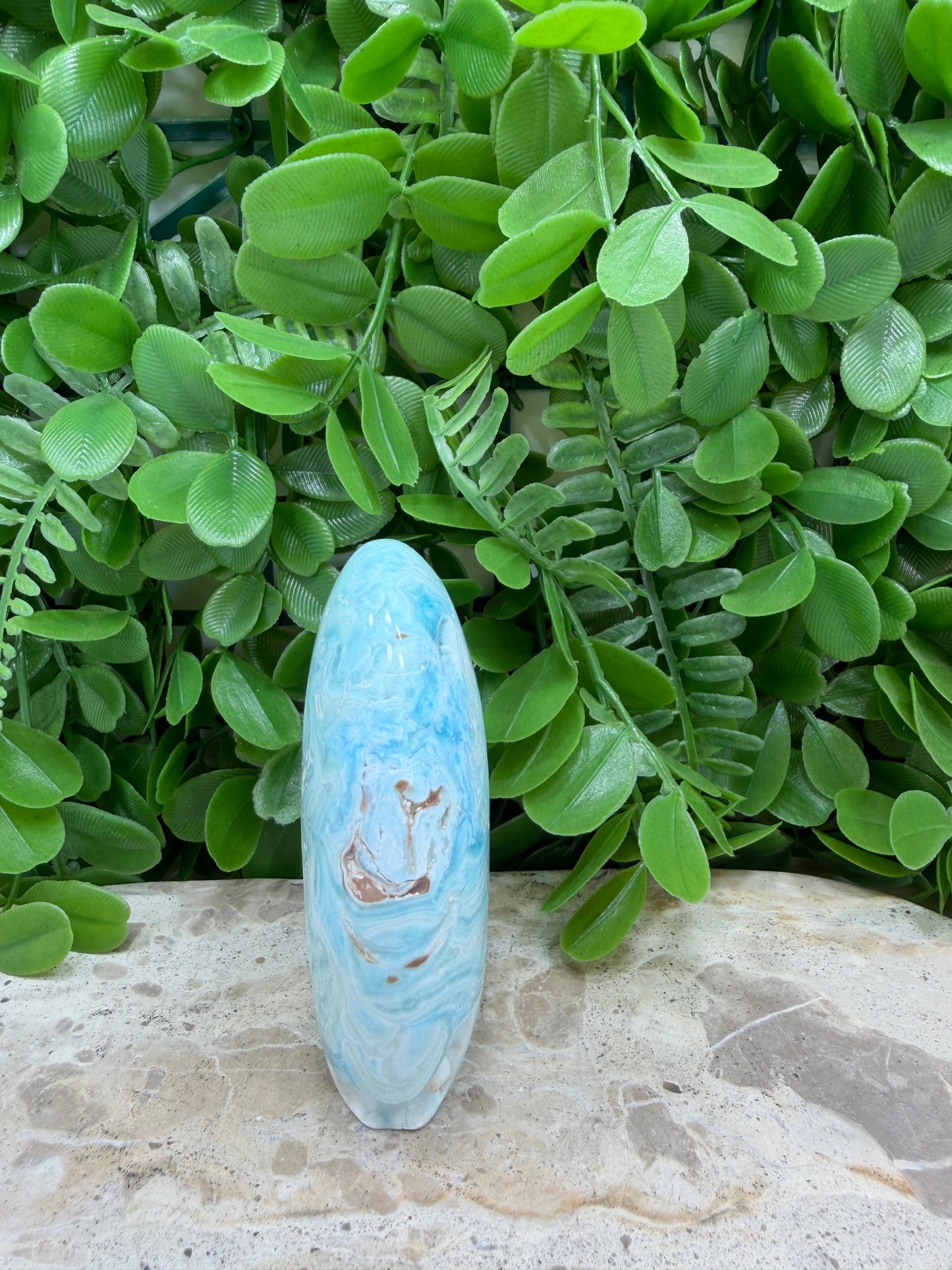 Standing Blue Aragonite with Smithsonite Freeform 320g