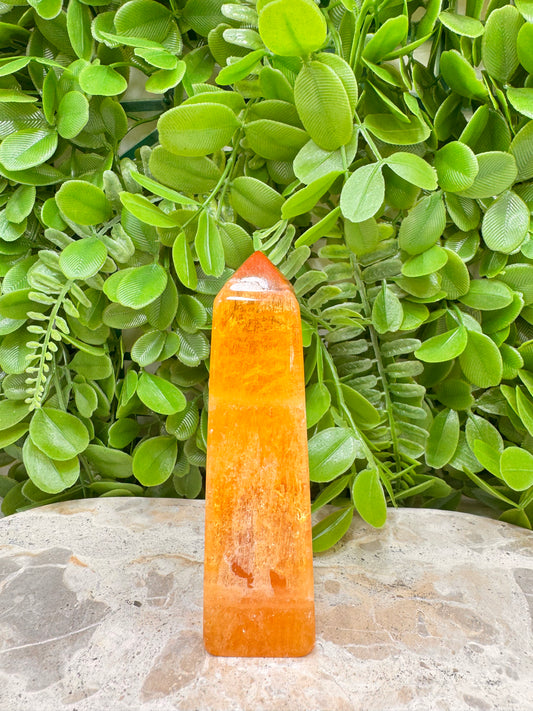 Crystalised Orange Calcite Point 236g