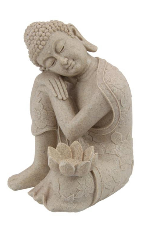 23cm Sitting Rulai Buddha with Lotus Tealight Holder B