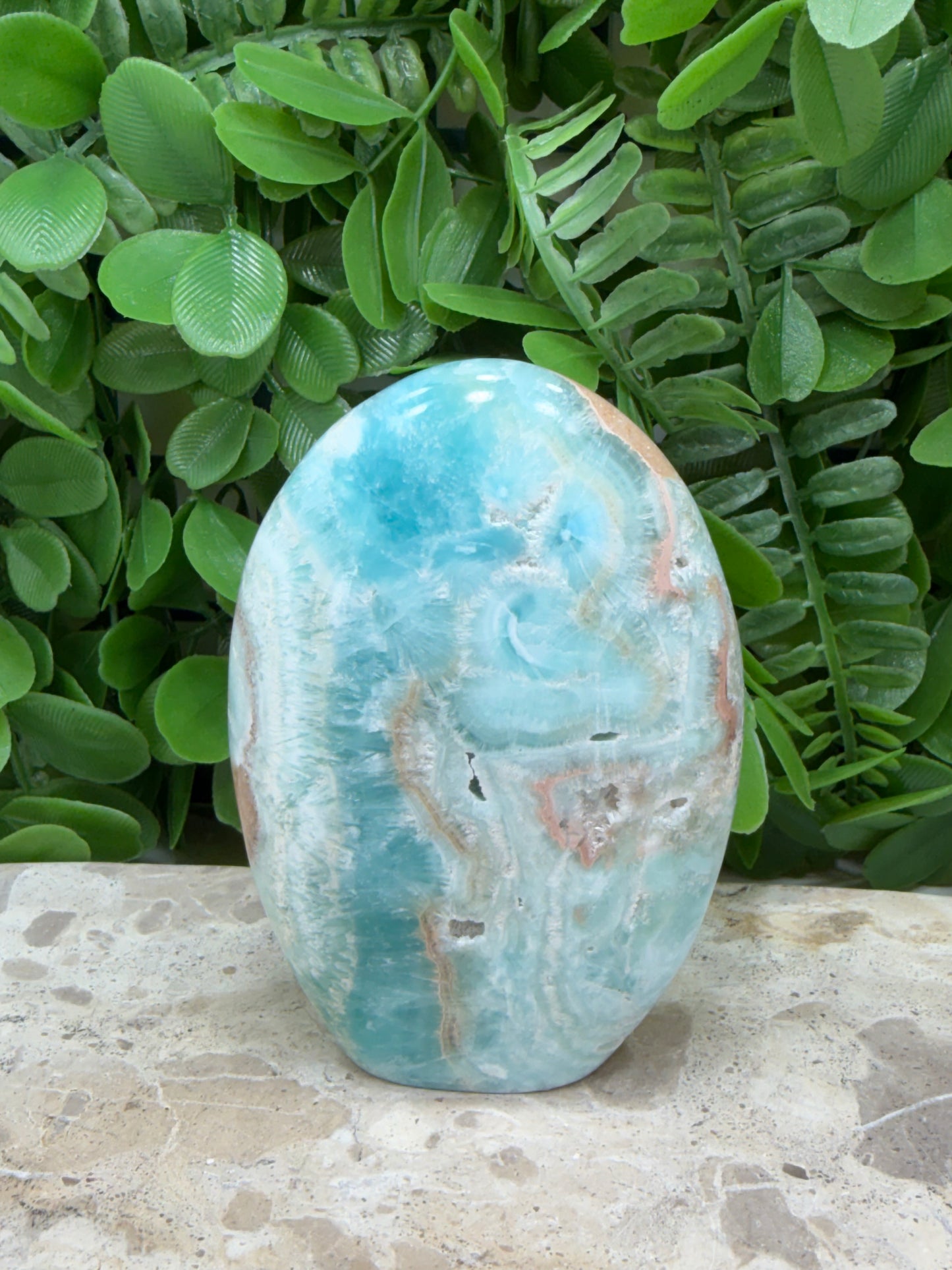 Standing Blue Aragonite With Smithsonite Freeform 260g