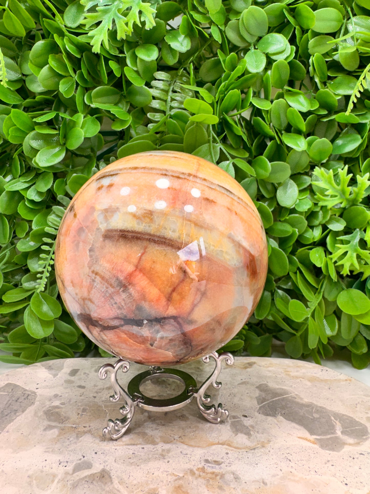 Peach Banded Calcite Sphere 2072g