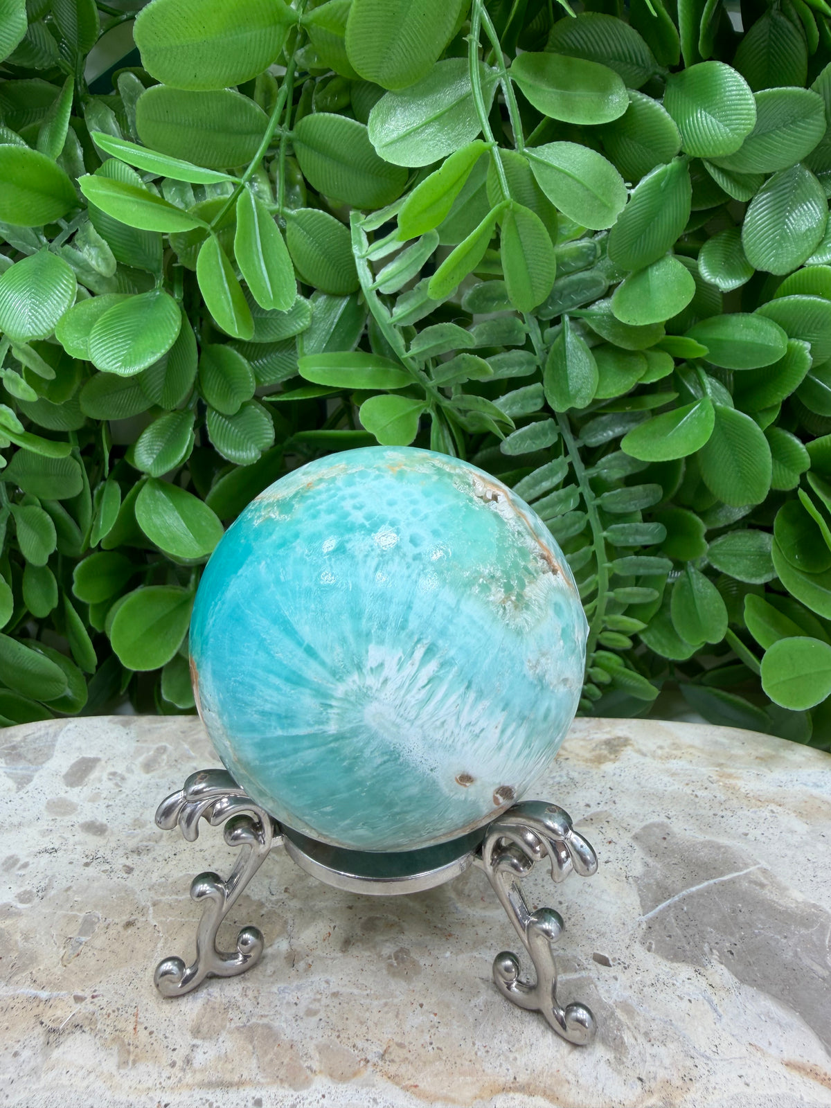 Blue Smithsonite Sphere | Calm • Compassion • Emotional Healing