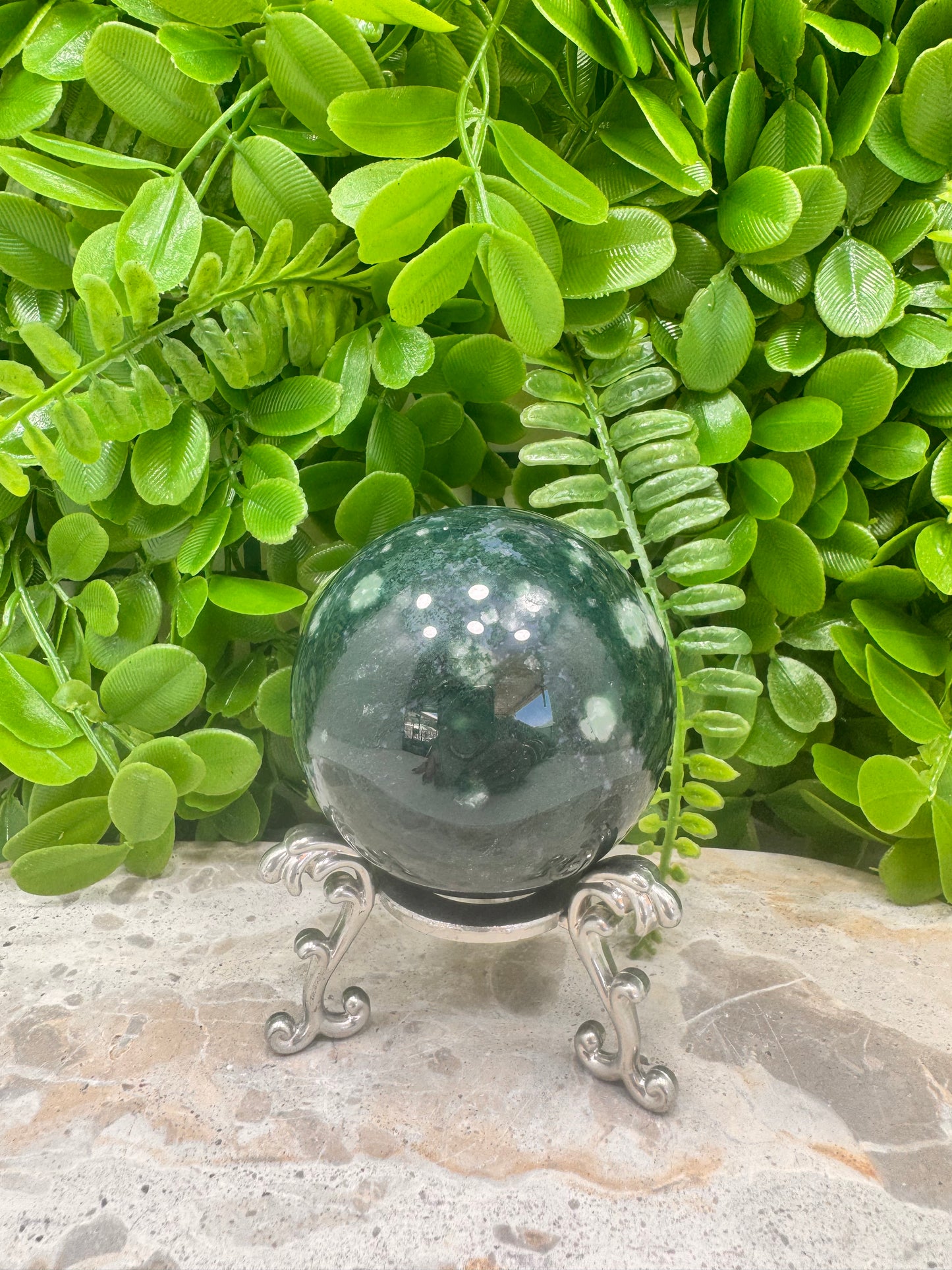 Moss Agate Sphere 388g