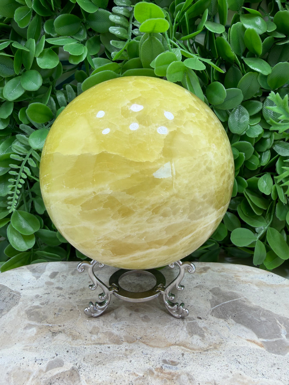 Lemon Calcite Sphere 2356g | Joy • Confidence • Motivation