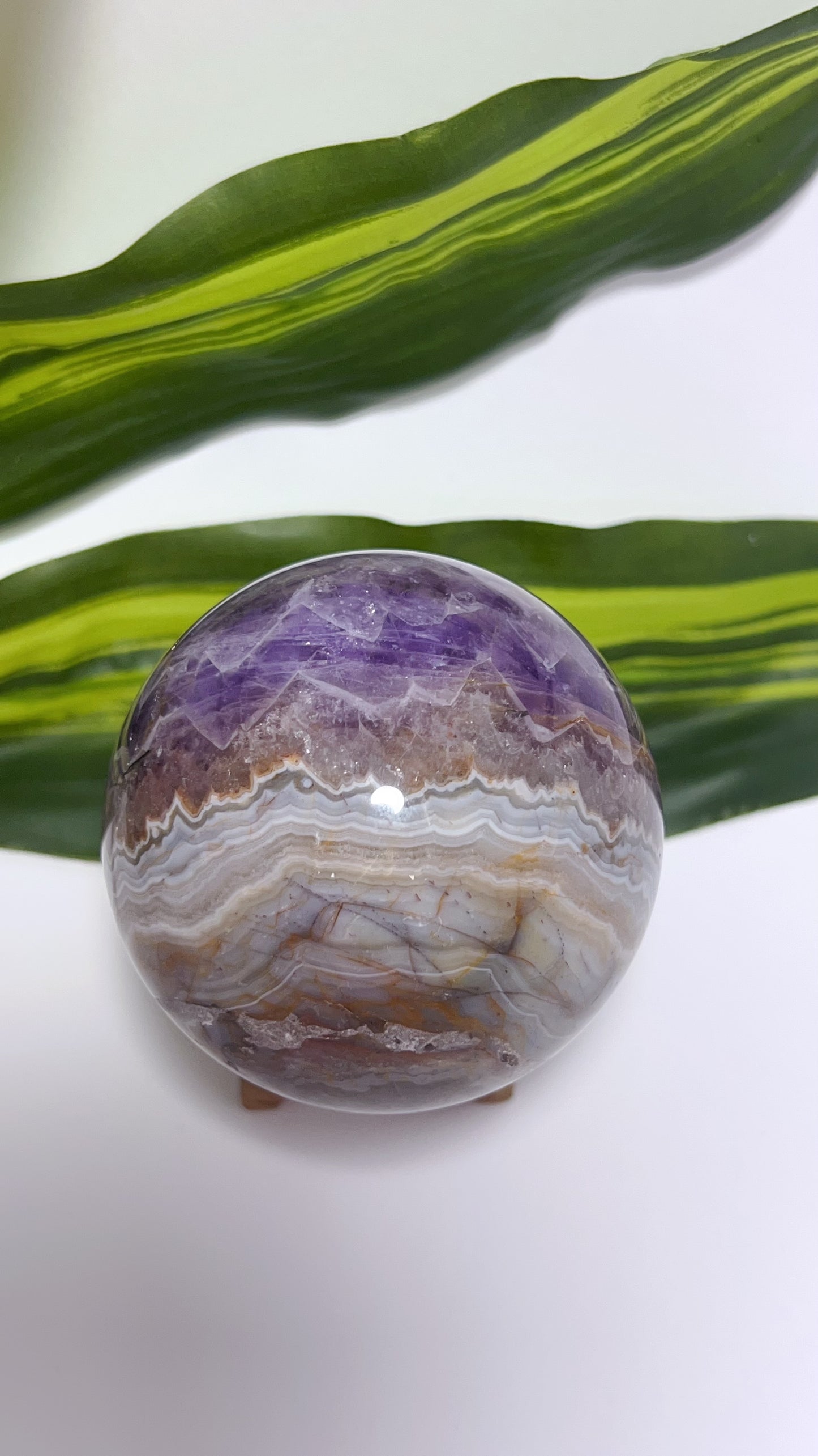 Amethyst and Mexican Agate Sphere 452g