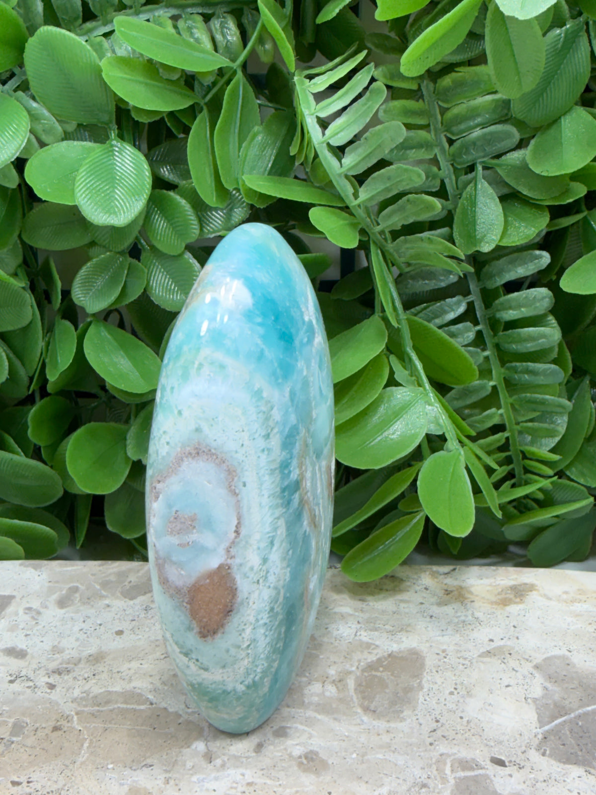 Standing Blue Aragonite With Smithsonite Freeform 260g