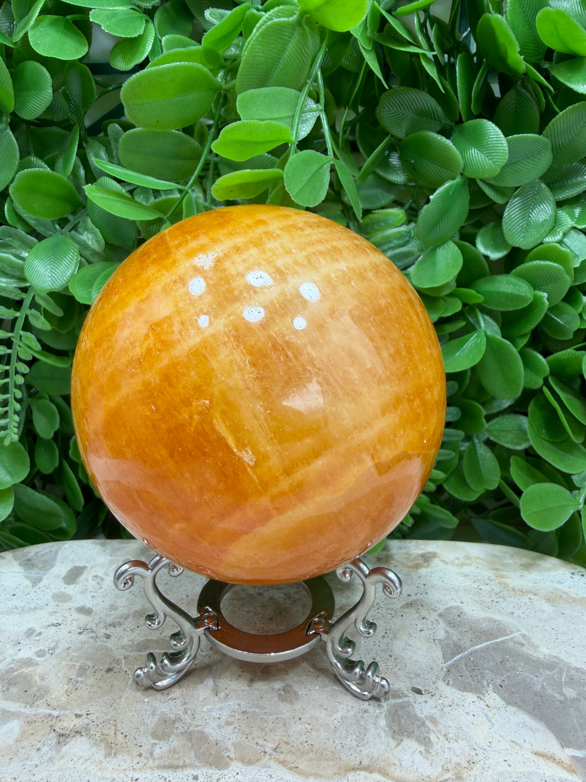 Crystallised Orange Calcite Sphere | Energy • Joy • Creativity