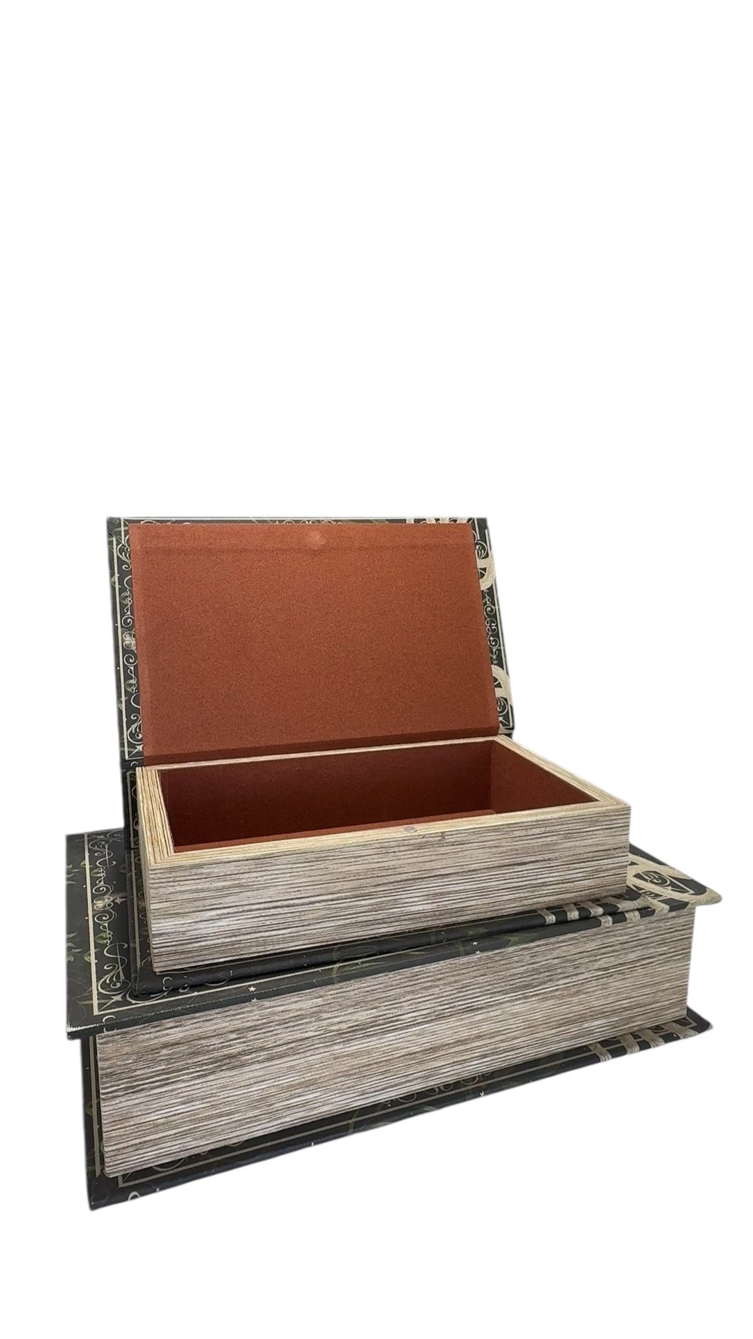 Set of 2 Book Boxes with Hand Design