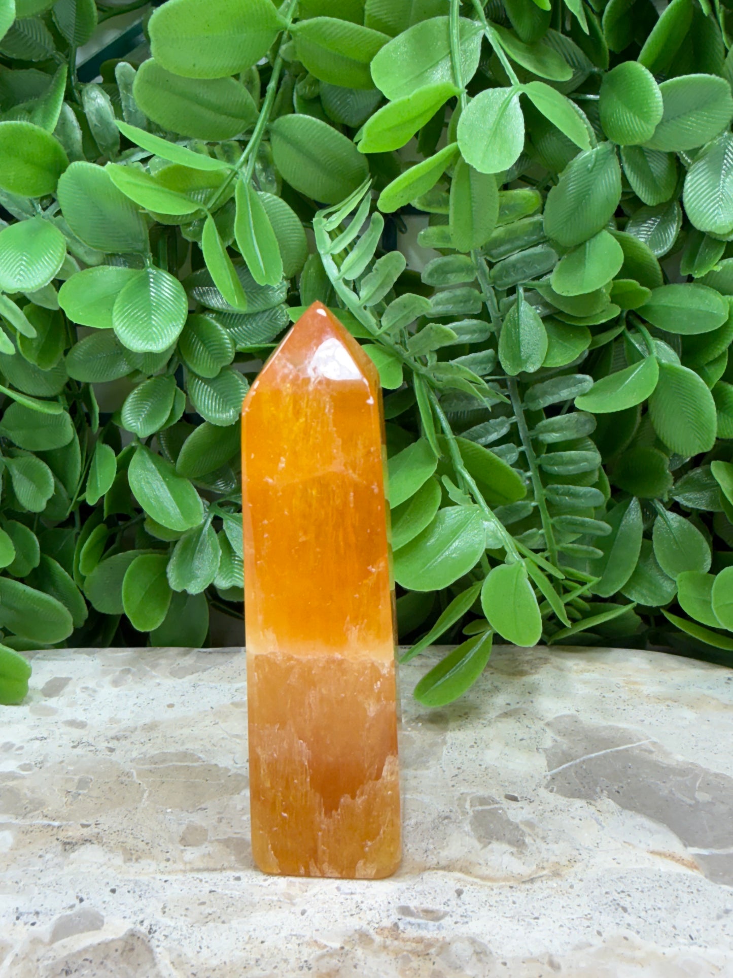 Orange Crystalised Calcite Point 164g
