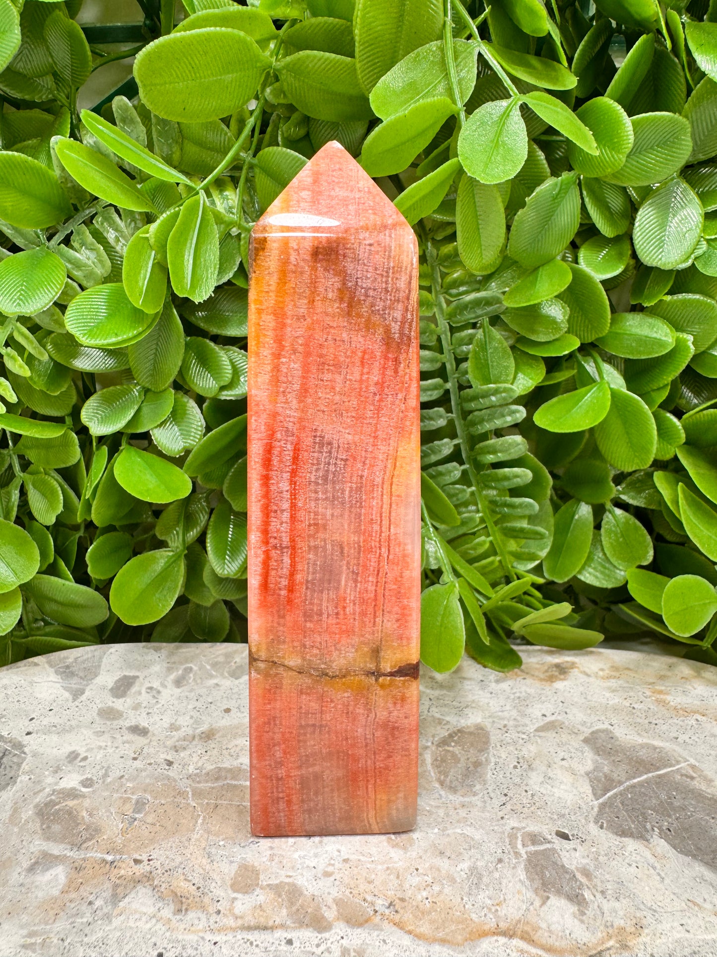 Peach Banded Calcite Tower 340g