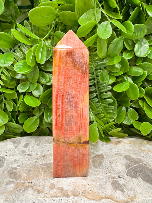 Peach Banded Calcite Tower 340g