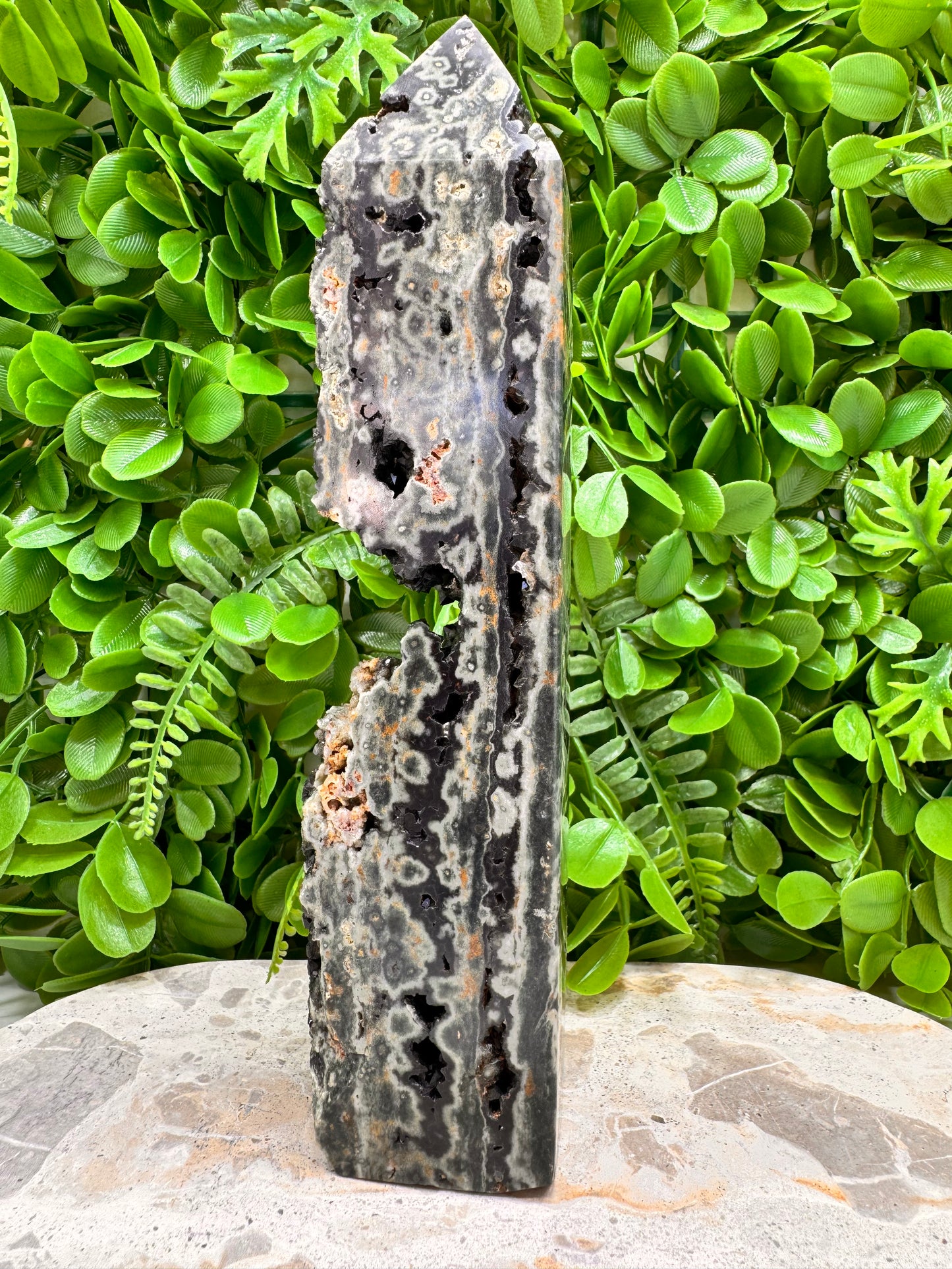 Bubble Ocean Jasper Druzy Tower Freeform 930g