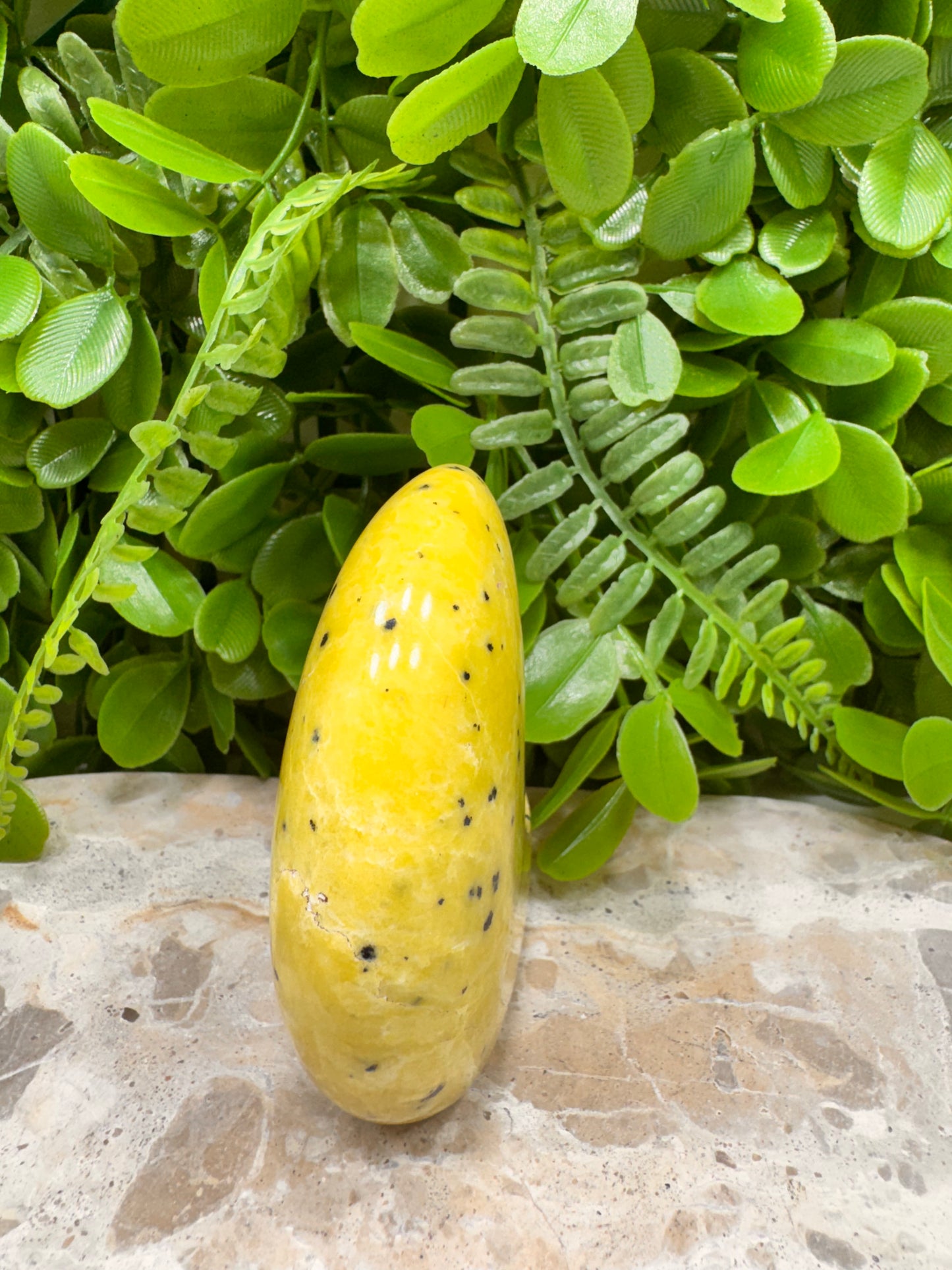 Yellow Jade with Hematite Moon 214g