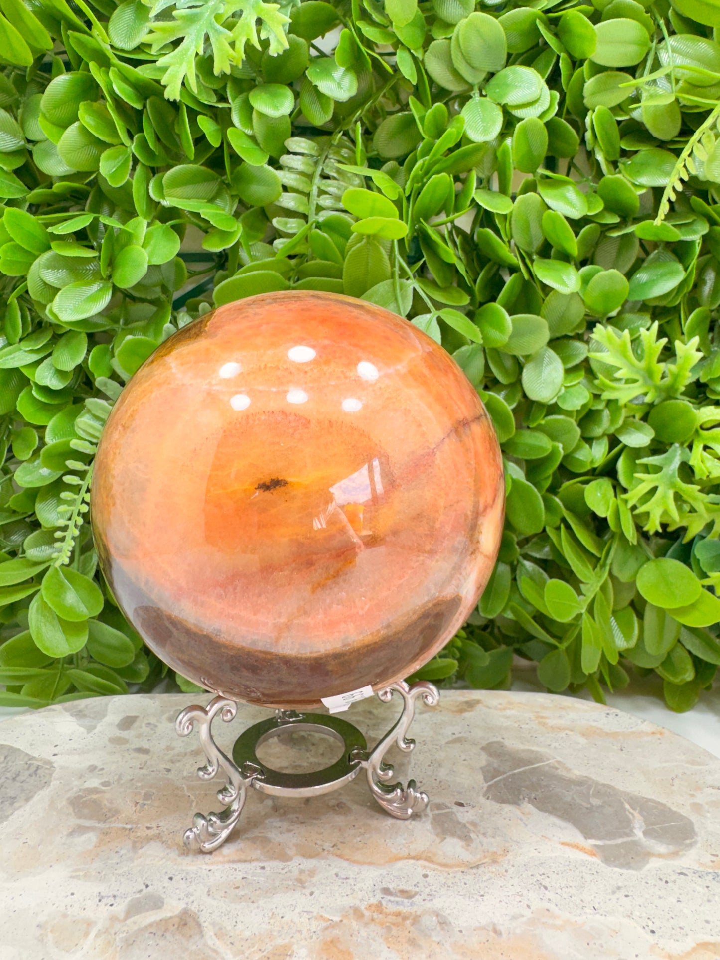 Peach Banded Calcite Sphere 2072g