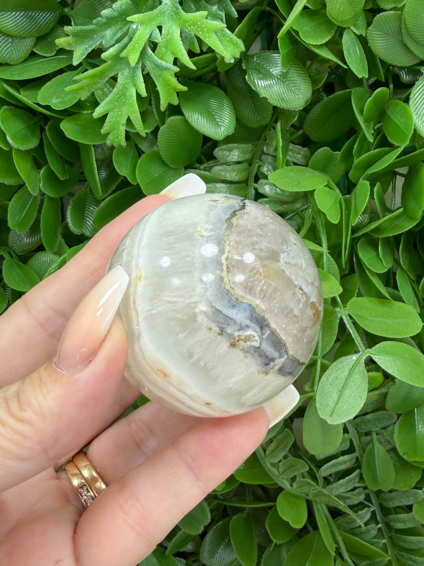 White Fluorite with Pyrite Sphere 292g