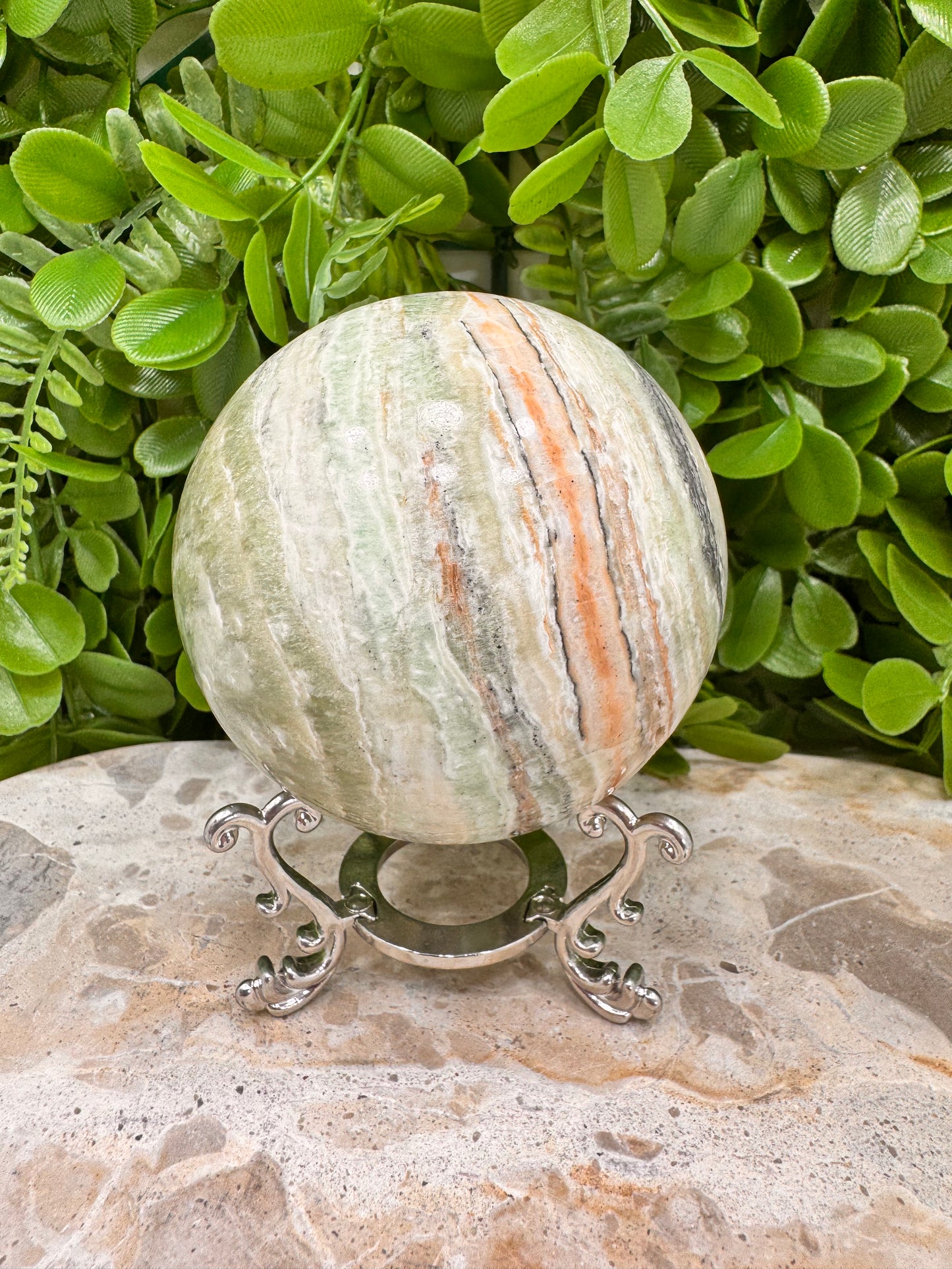 Emerald Kiwi Calcite Sphere 768g