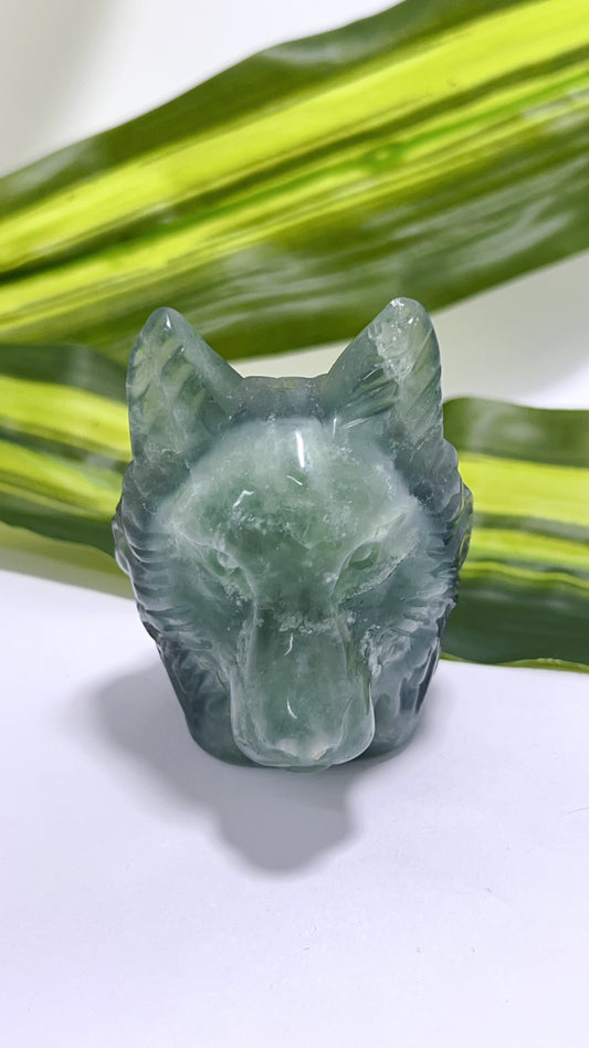 Green Fluorite Wolf Head 220g