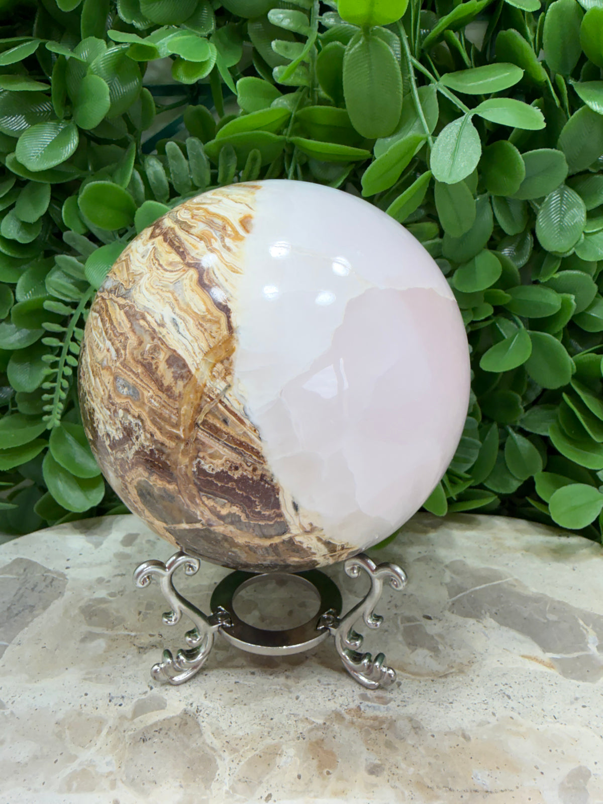 Pink Mangano / Pakistan Bumble Bee Jasper Sphere 1476g