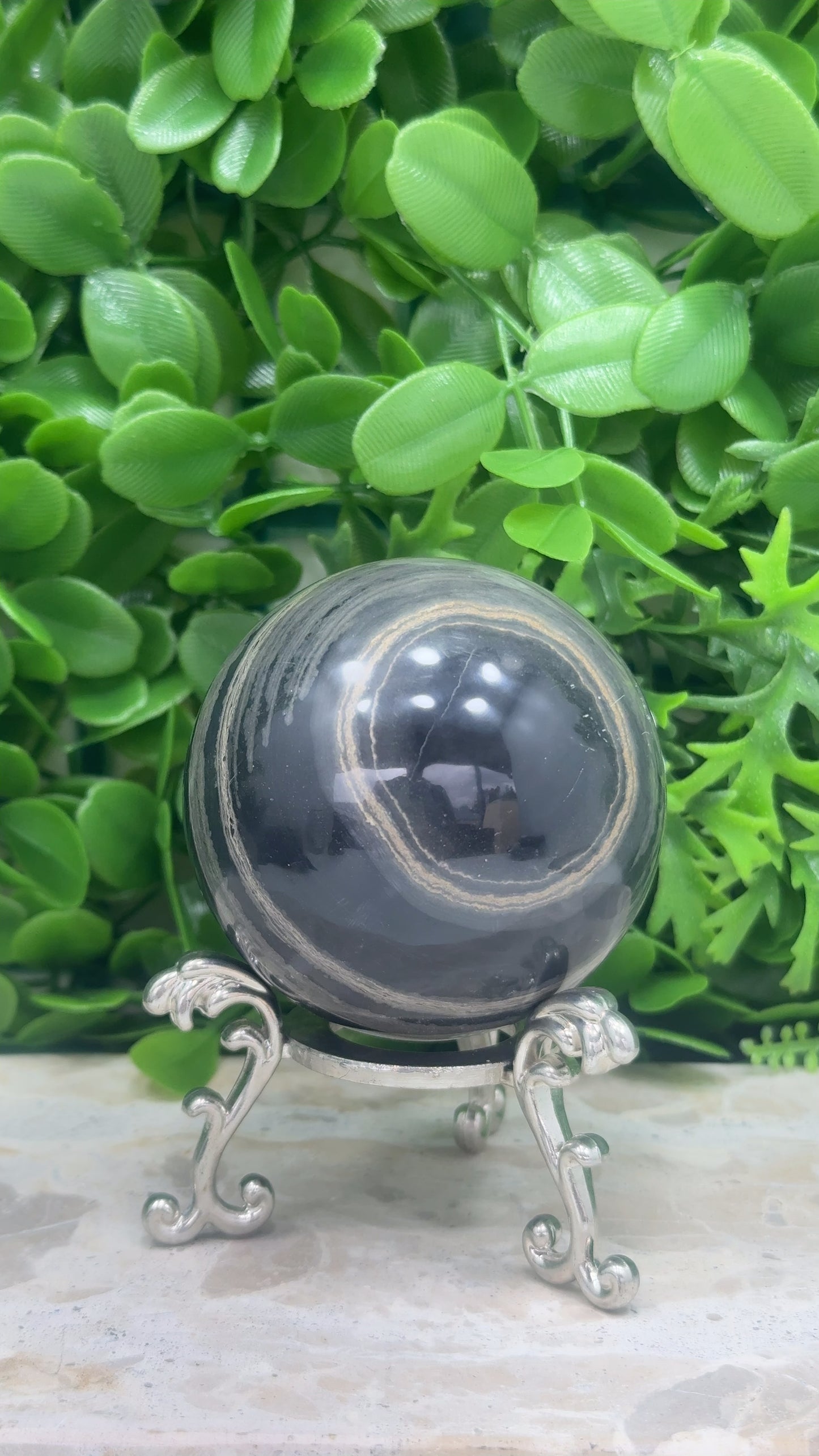 Black Banded Onyx Sphere 424g