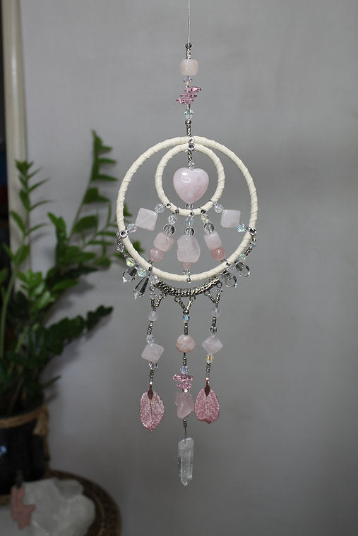 Rose Quartz & Heart Mandala Hanger