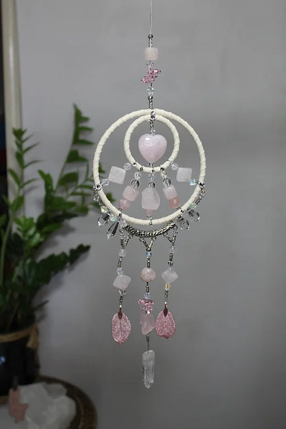 Rose Quartz & Heart Mandala Hanger