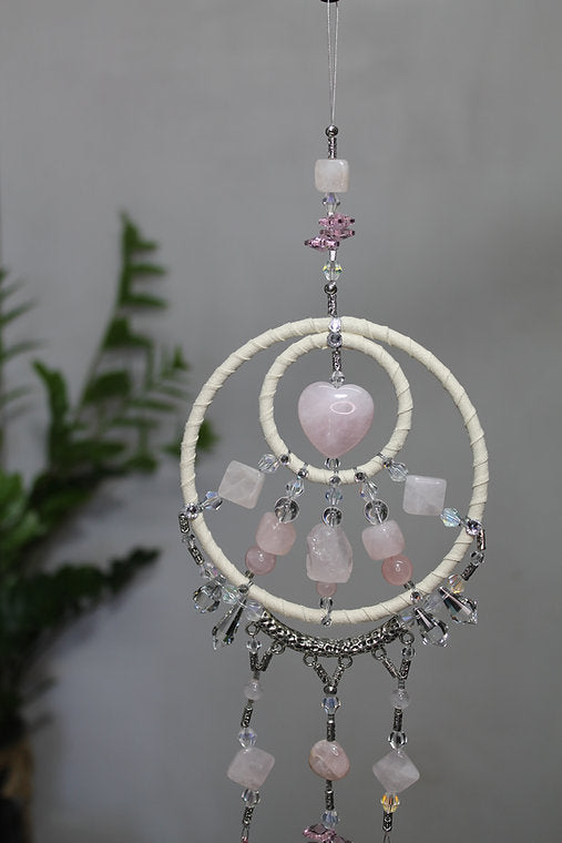 Rose Quartz & Heart Mandala Hanger