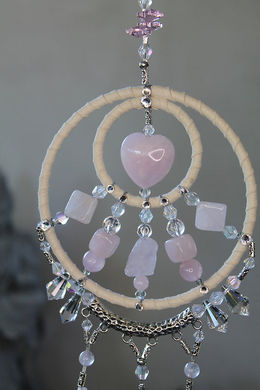 Rose Quartz & Heart Mandala Hanger