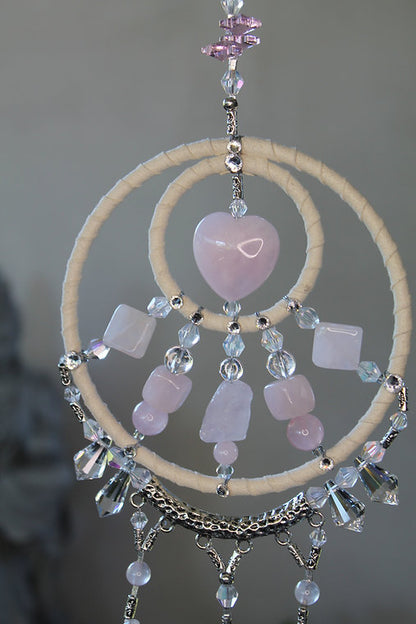 Rose Quartz & Heart Mandala Hanger