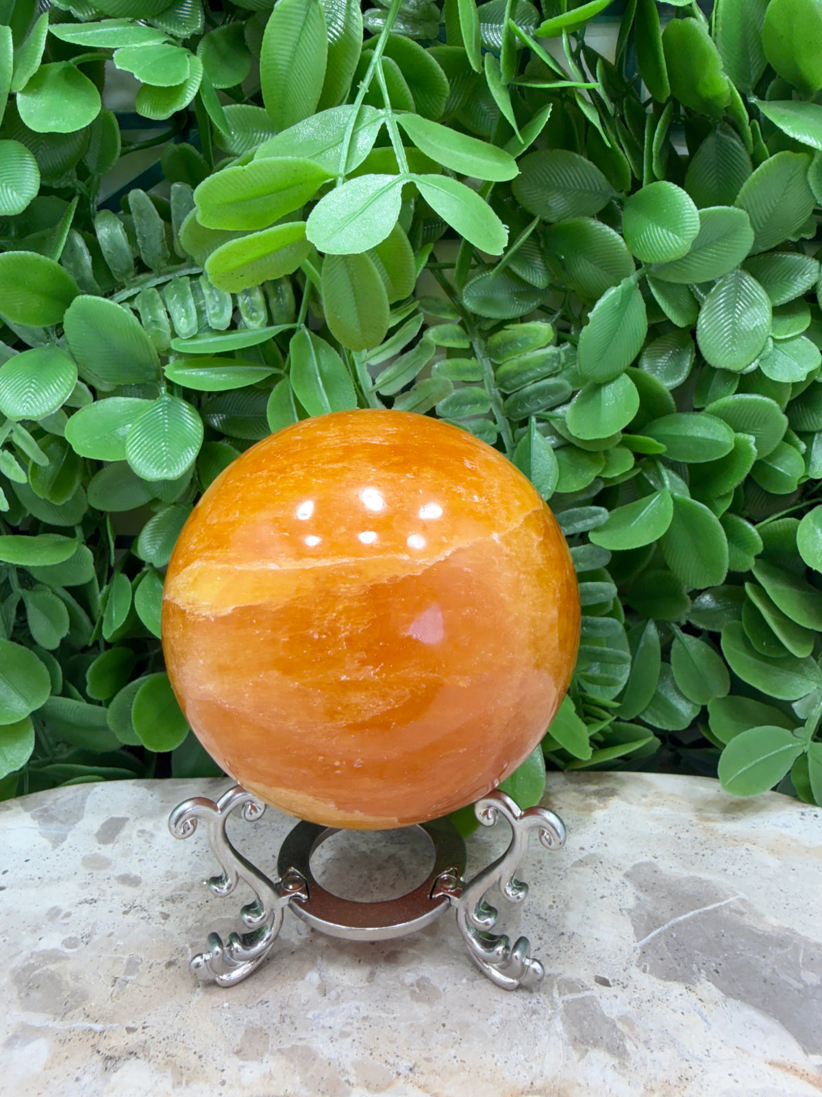 Crystallised Orange Calcite Sphere 646g | Energy • Joy • Creativity