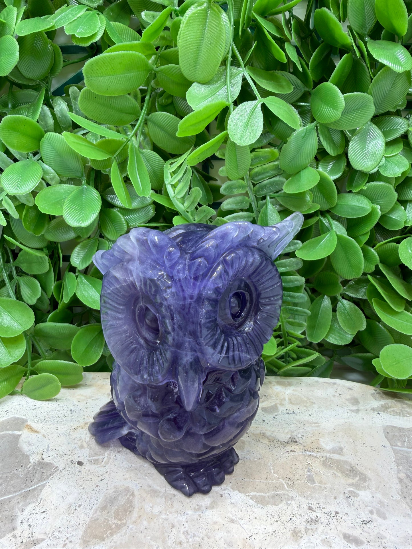 Purple Fluorite Owl 604g