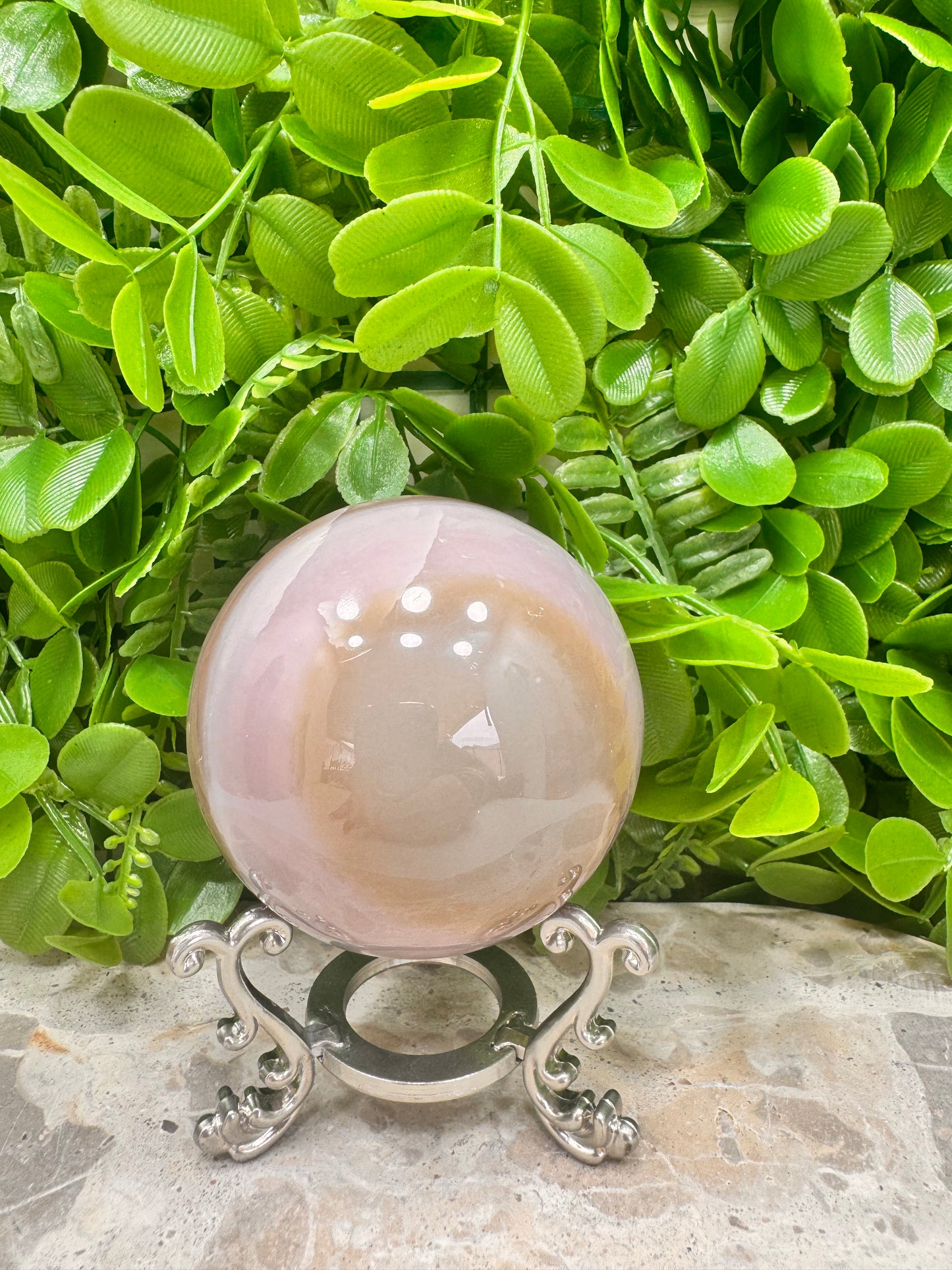 Pink Pistachio Calcite Sphere 506g