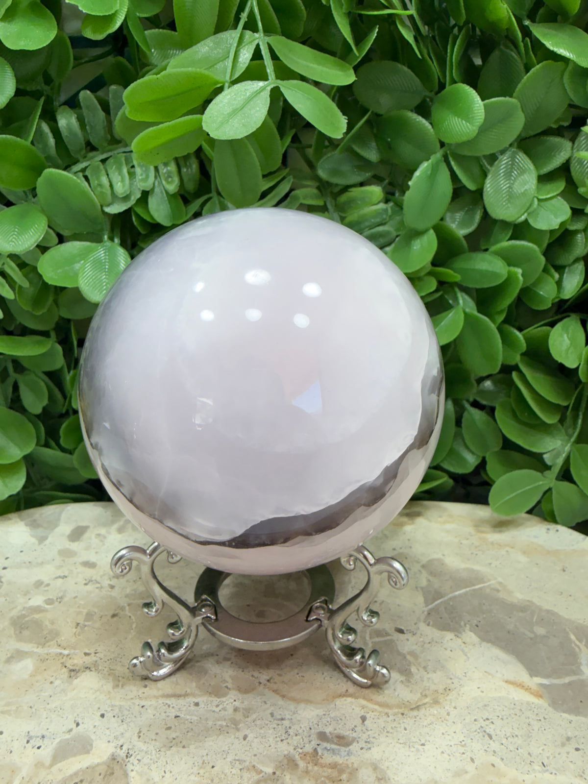 Smokey Pink Mangano UV Sphere 924g | Love • Compassion • Calm