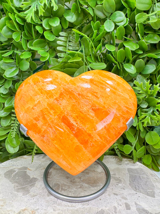 Crystallised Orange Calcite Heart 1368g