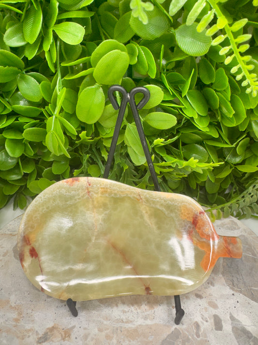 Green Banded Onyx Pear Shape Plate 284g