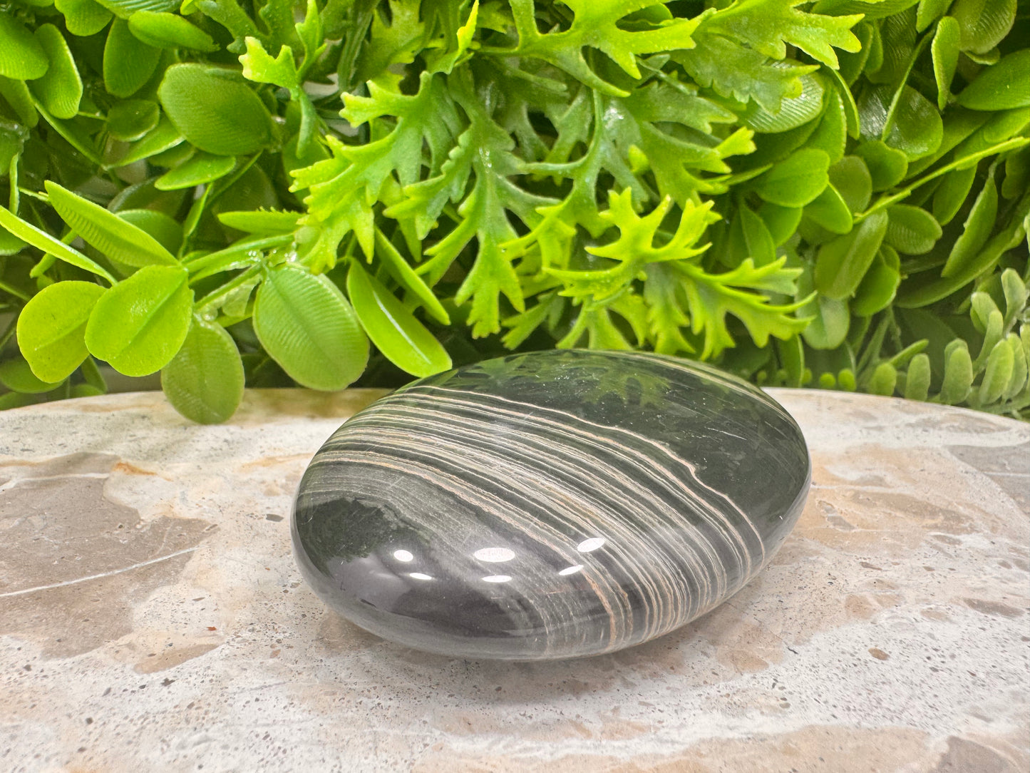 Black Banded Onyx Palm Stone  212g