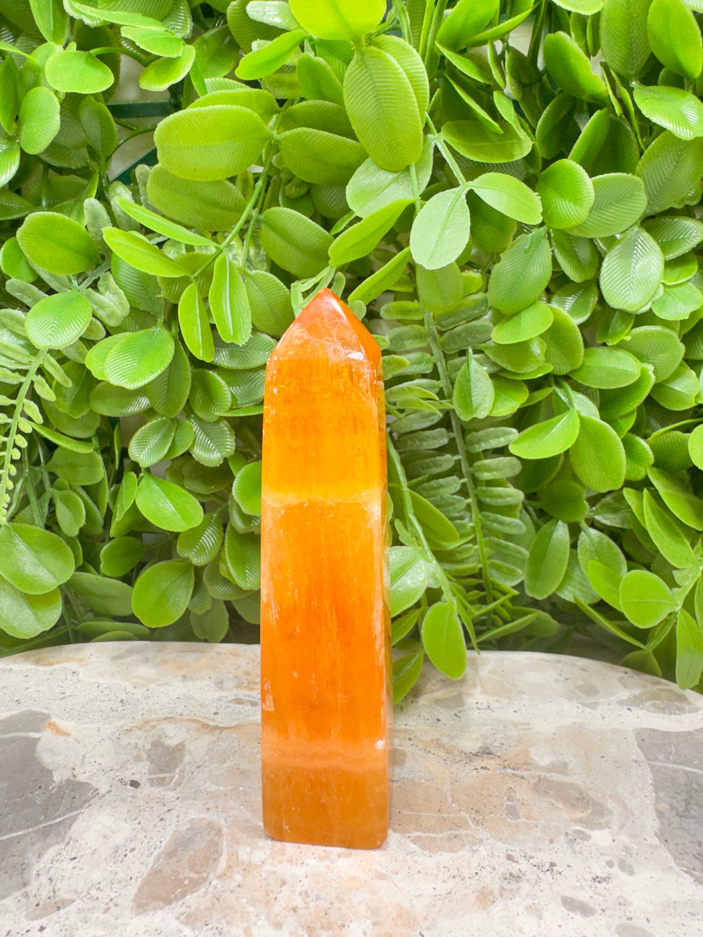 Crystalised Orange Calcite Point 178g