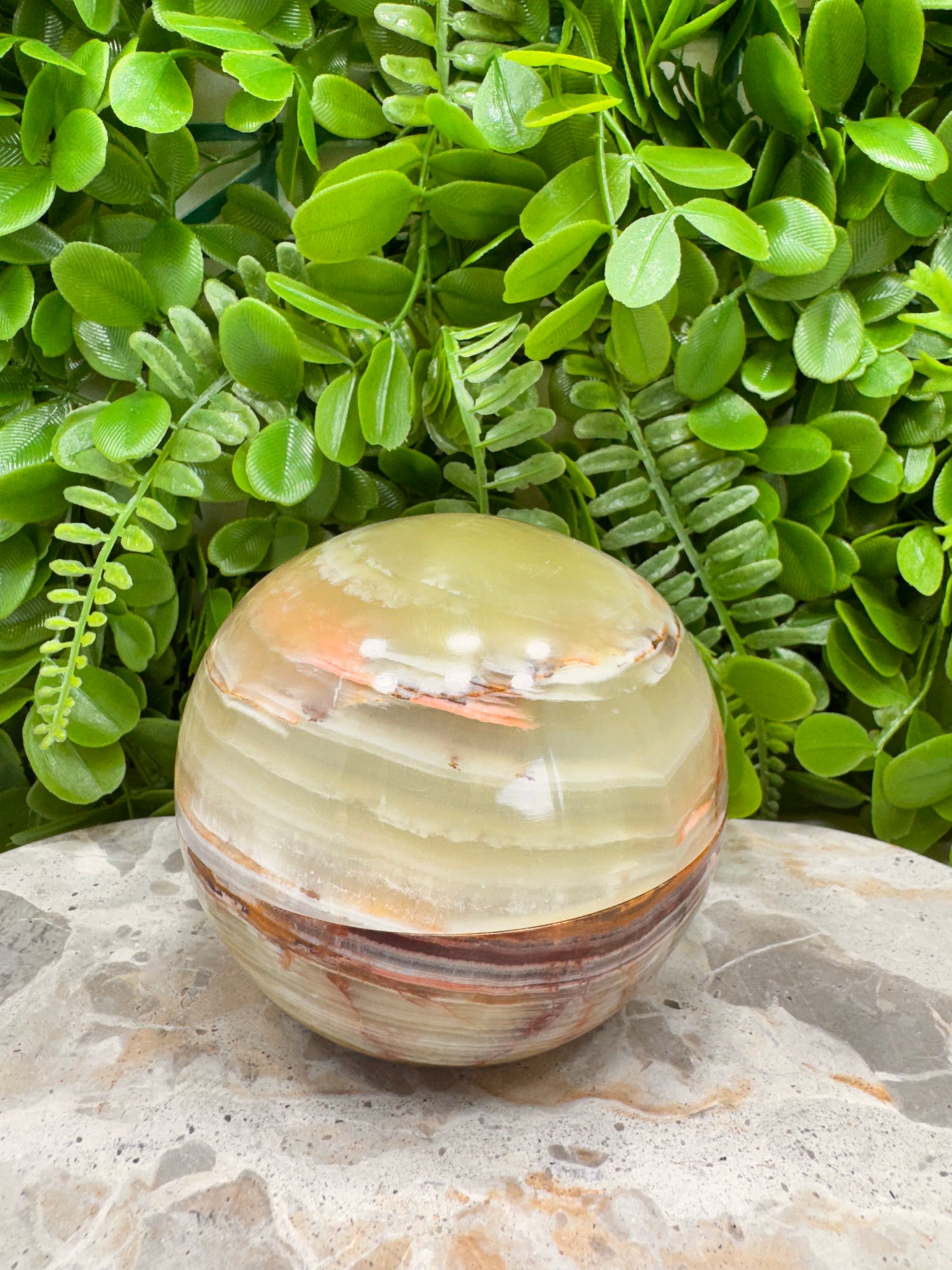Green Banded Onyx Sphere Bowl 508g