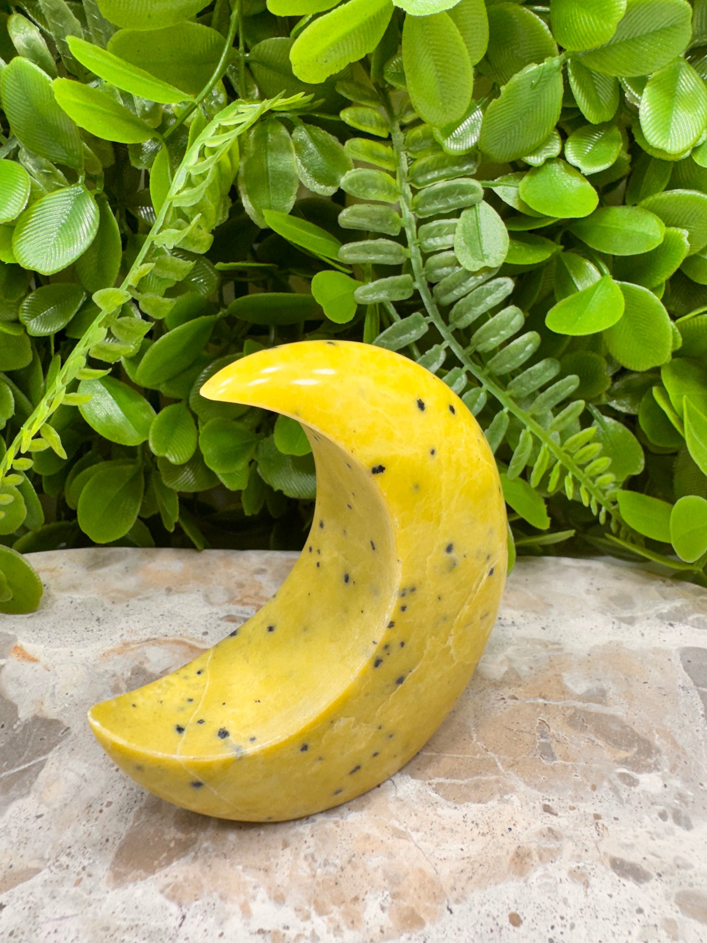 Yellow Jade with Hematite Moon 214g