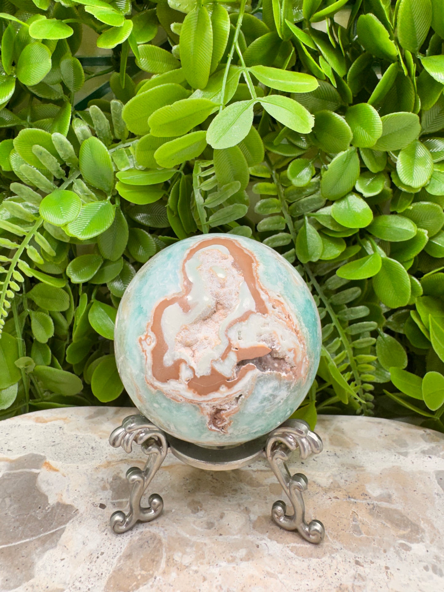 Blue Aragonite Sphere 488g