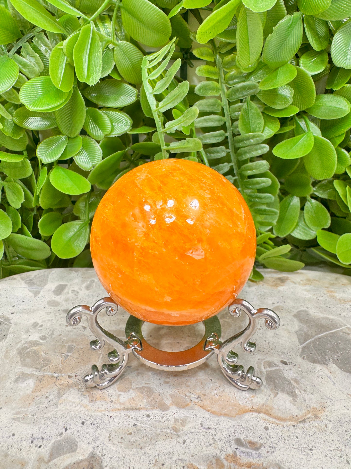 Crystalized Orange Calcite Sphere 276g