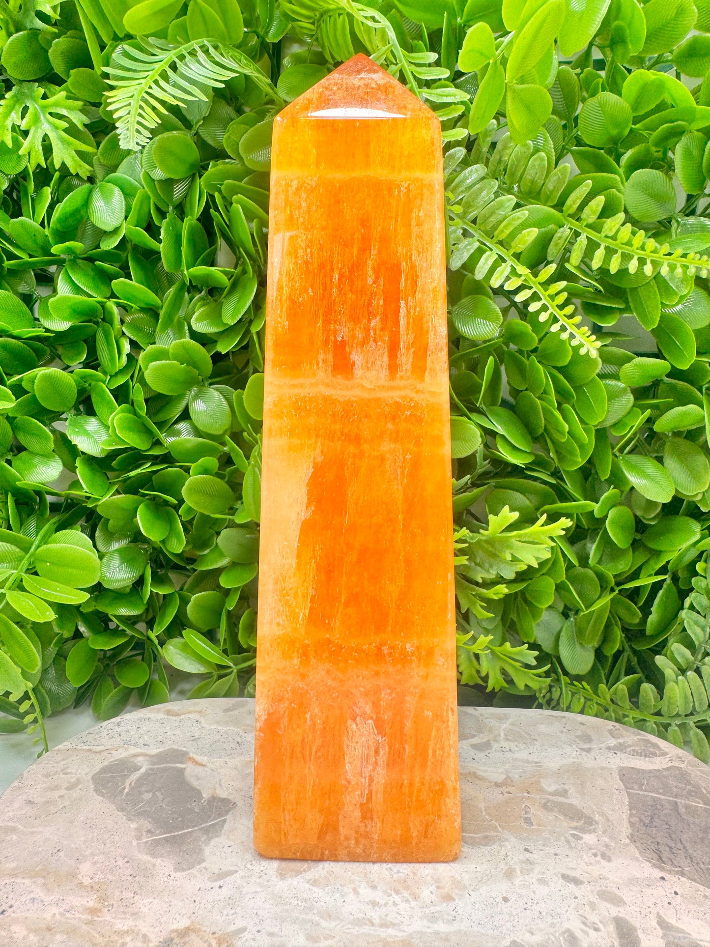 Crystallised Orange Calcite Tower 1898g