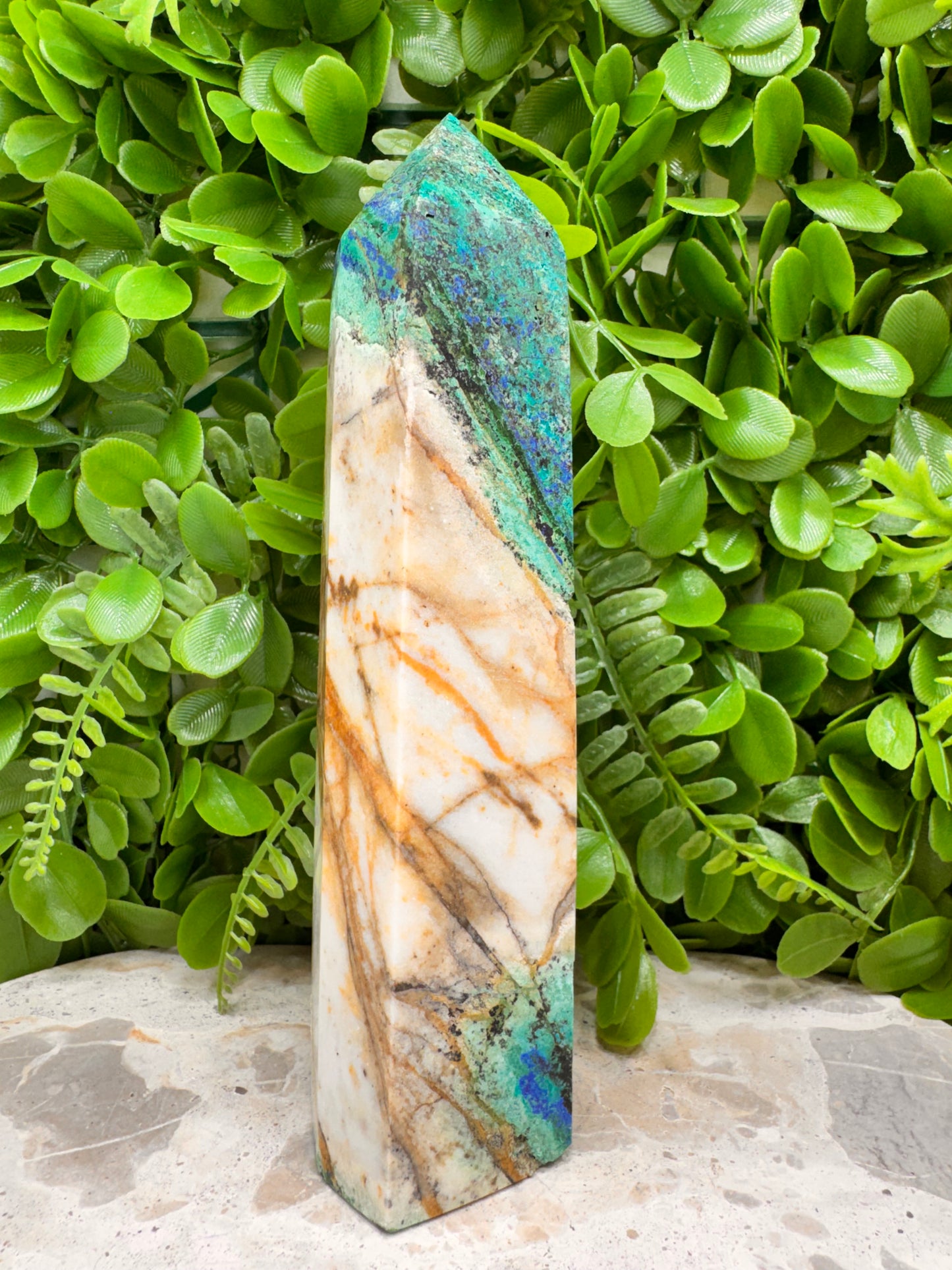 Azurite with Calcite Tower 772g