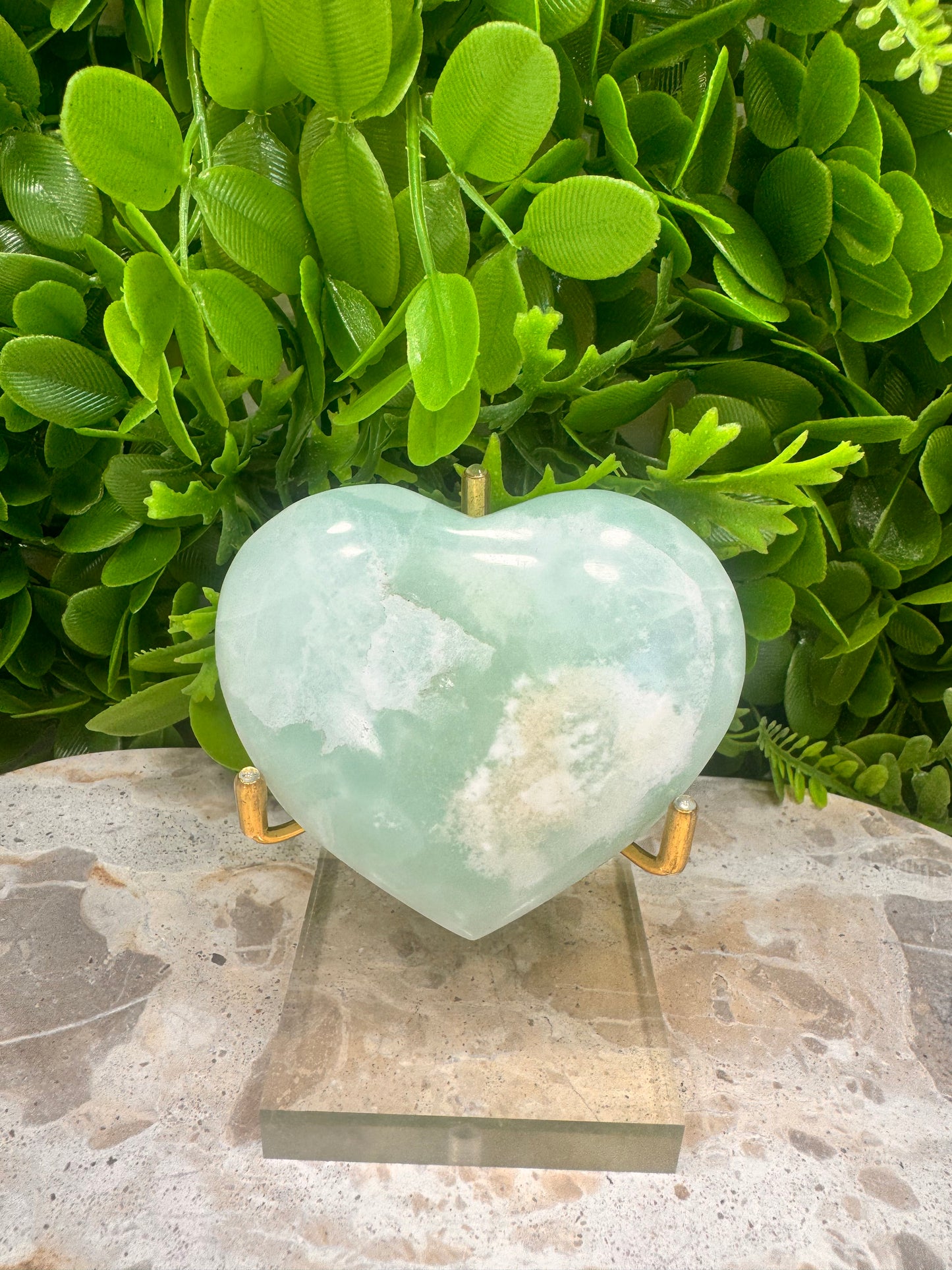 Aqua Caribbean Calcite Heart 224g