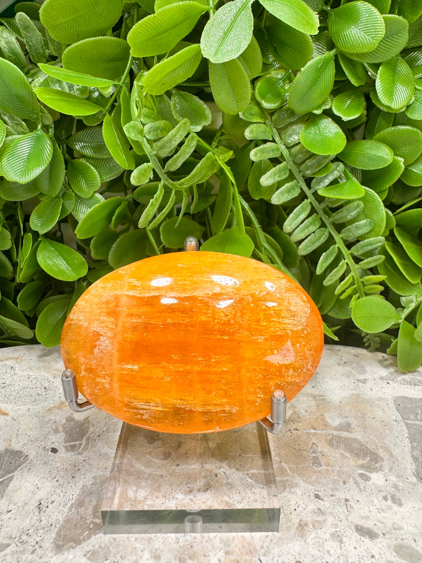 Crystallised Orange Calcite Palm Stone 122g