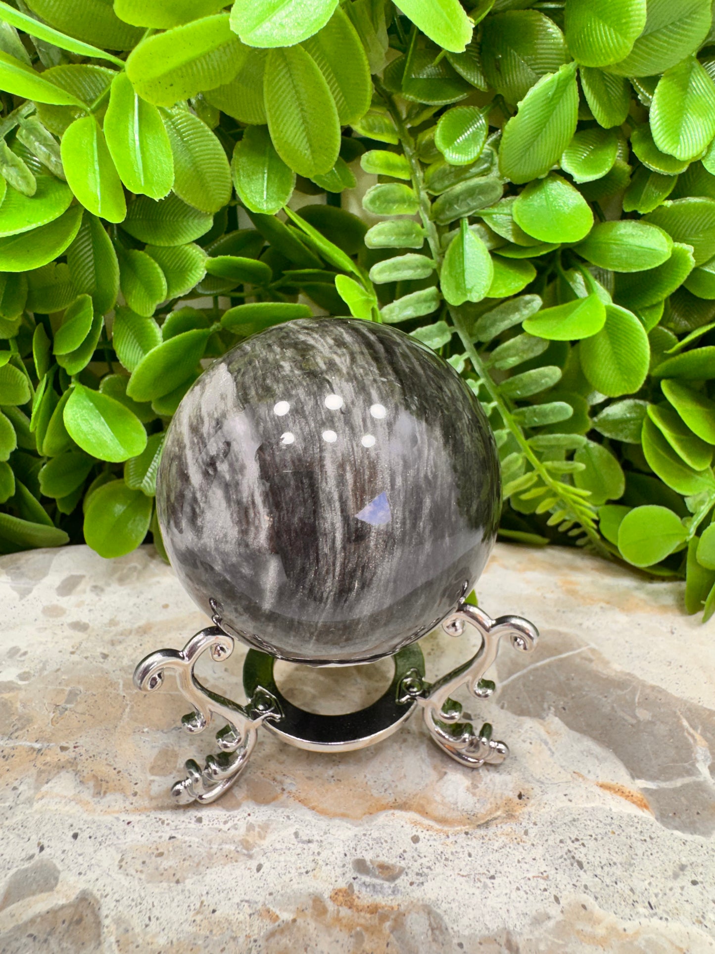 Silver Obsidian Sphere 282g