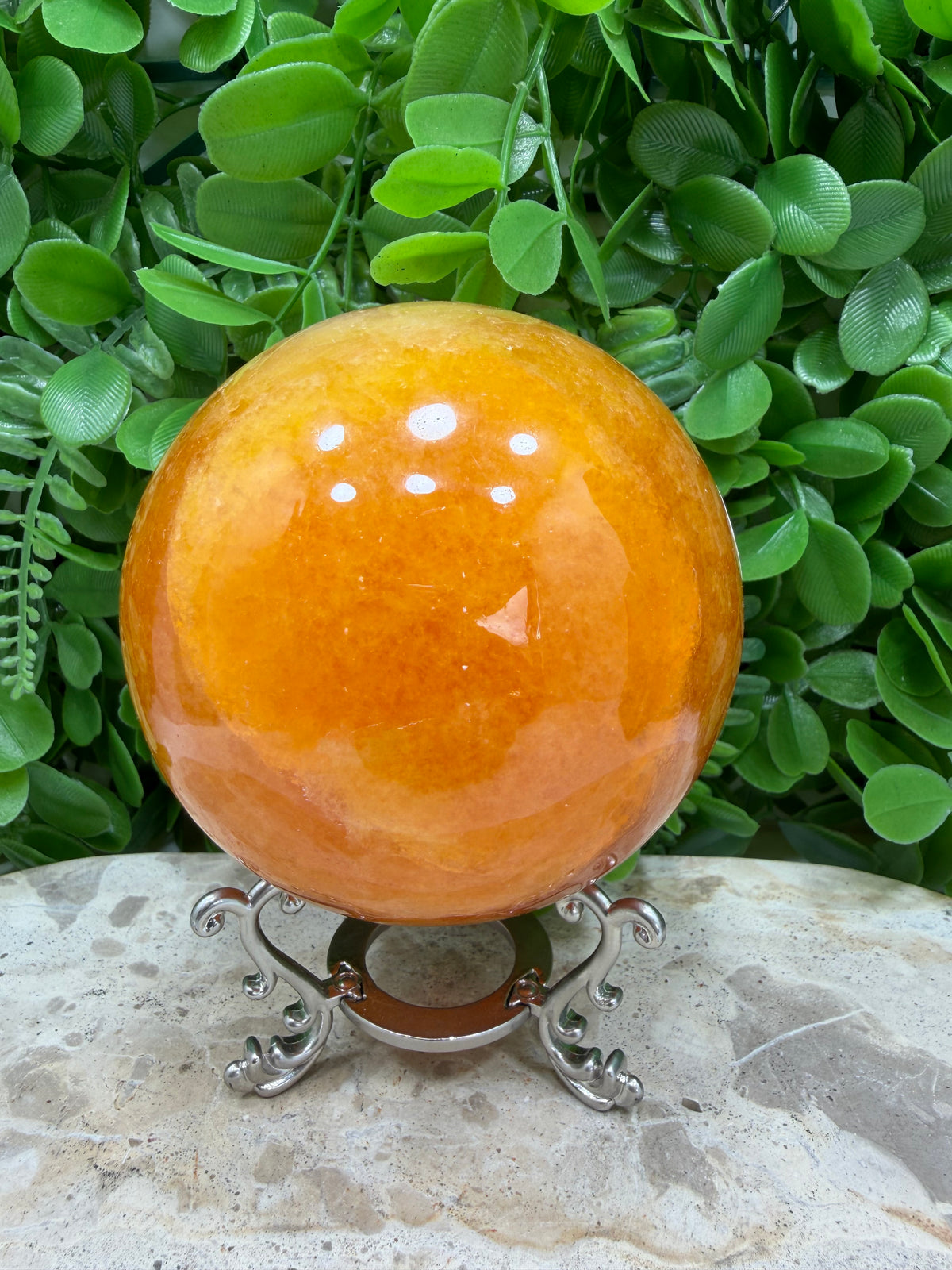 Crystallised Orange Calcite Sphere | Energy • Joy • Creativity