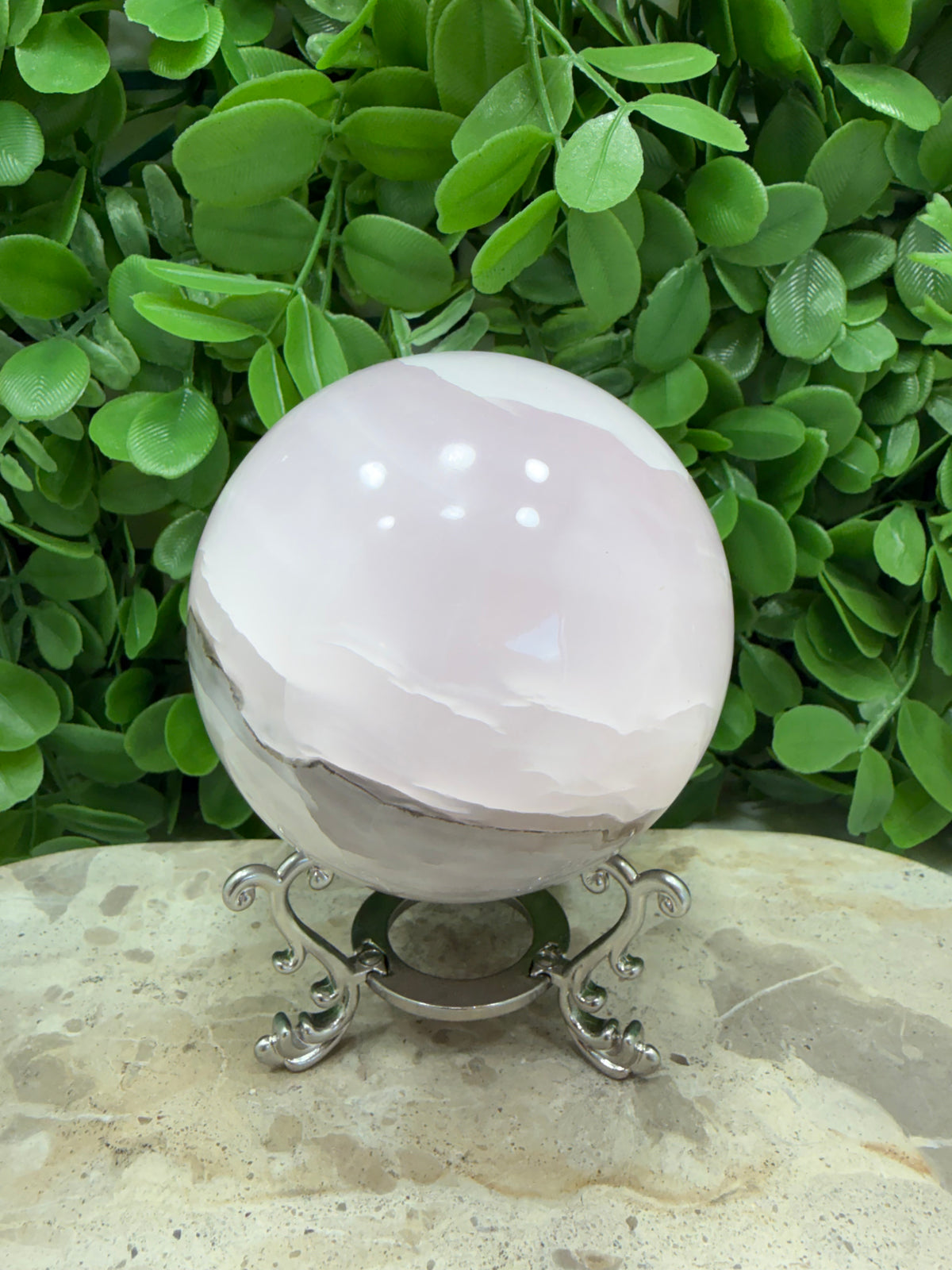 Smokey Pink Mangano UV Sphere 874g| Love • Compassion • Calm