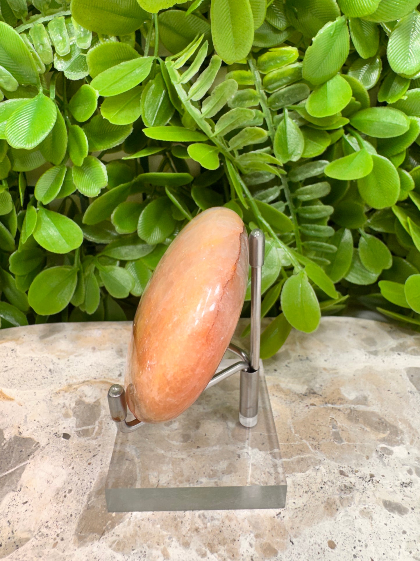 Peach Banded Calcite Palm Stone 152g