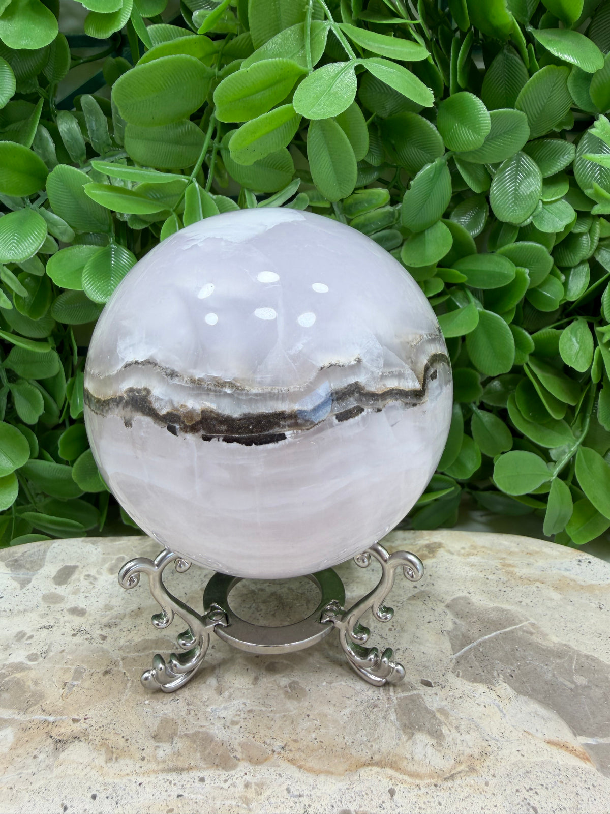 Smokey Pink Mangano UV Sphere 934g | Love • Compassion • Calm