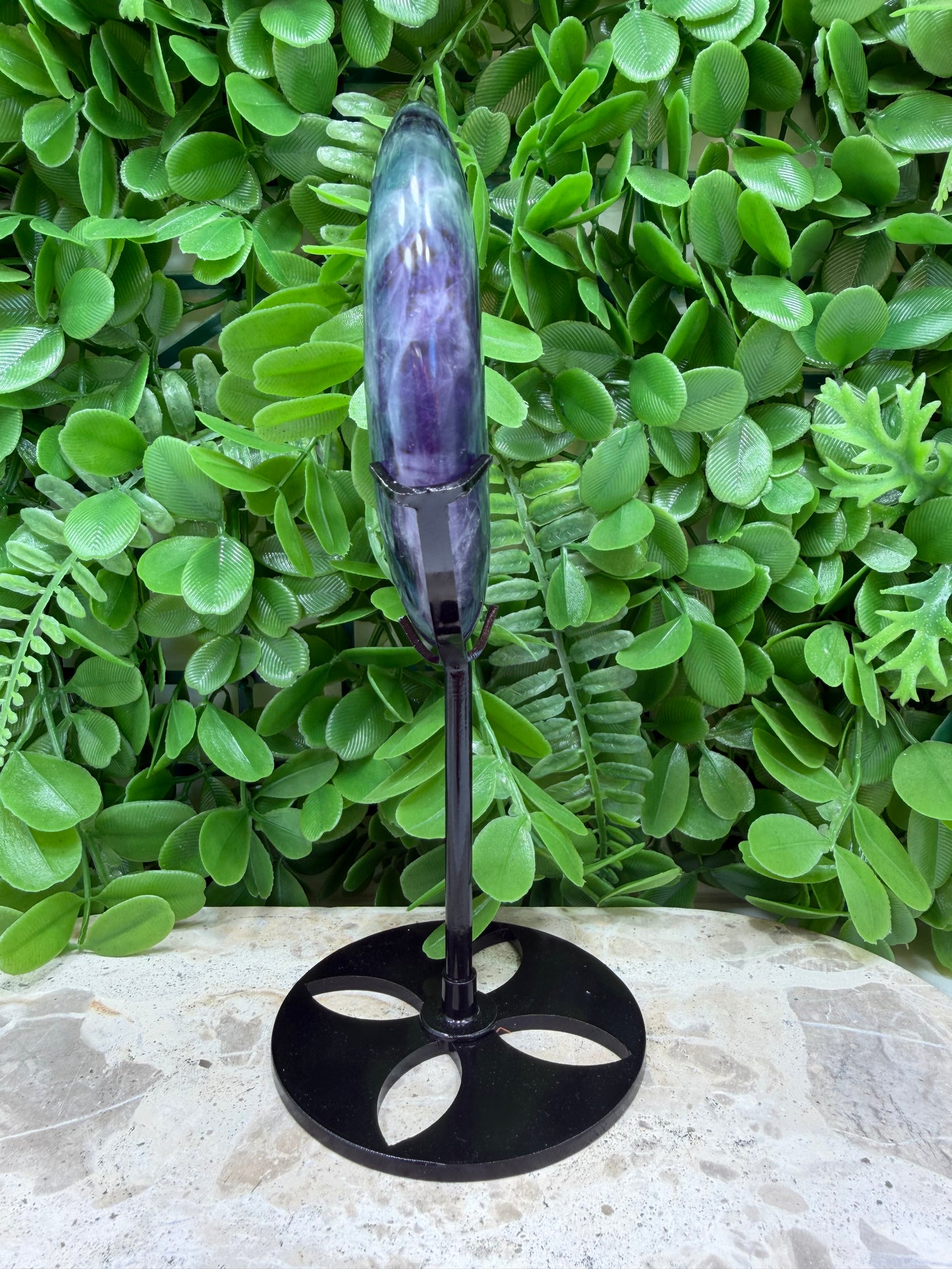 Fluorite Moon with Stand 306g